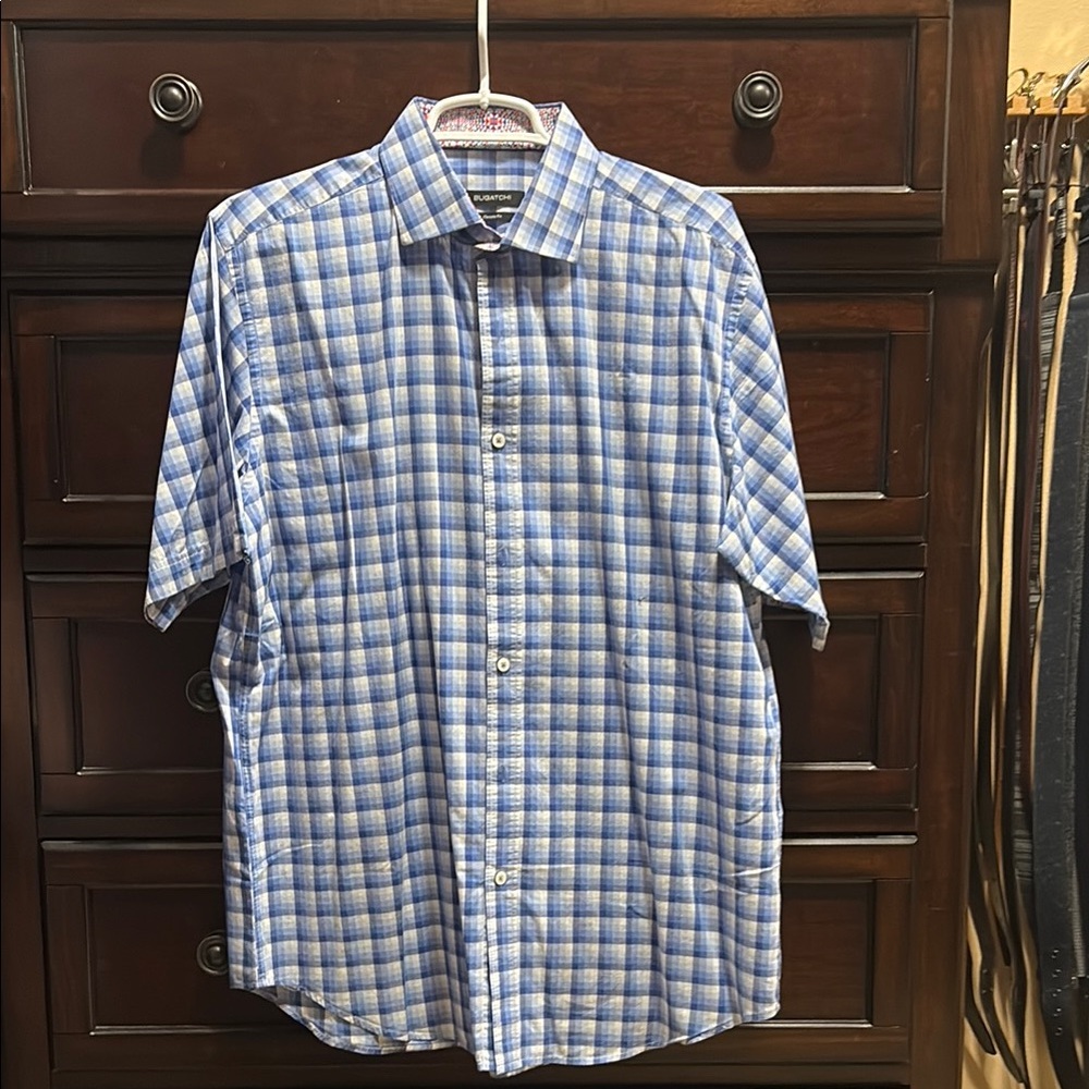 Bugatchi Blue Plaid Men's Shirt